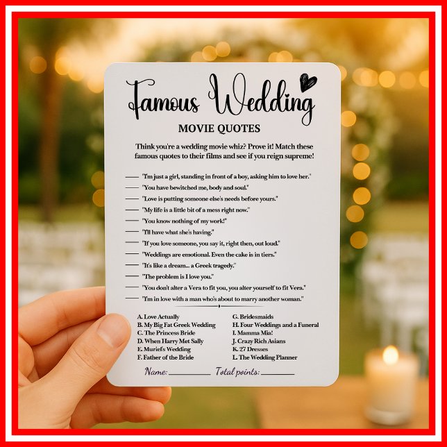 Famous Wedding Movie Quotes Bridal Shower Games Invitation (Creator Uploaded)