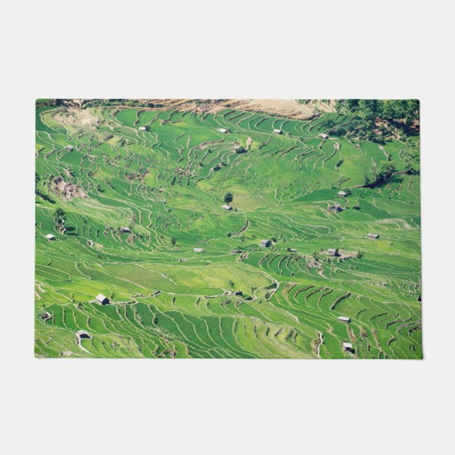 Famous yuanyang Rice Terraces - Yunnan, China Doormat (Front)
