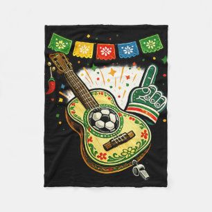 Fan Art - Guitar And Soccer Mexico Fleece Blanket