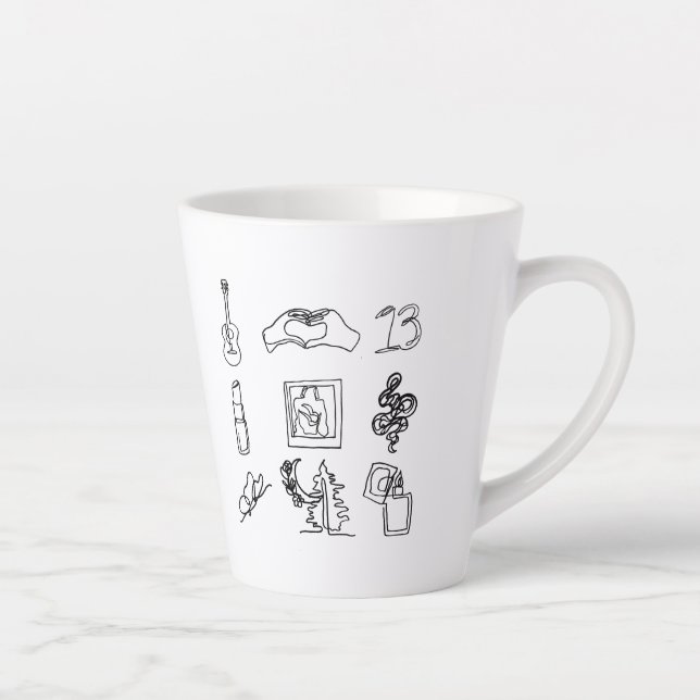 Fan Art Taylor Albums Line Drawing Latte Mug (Right)
