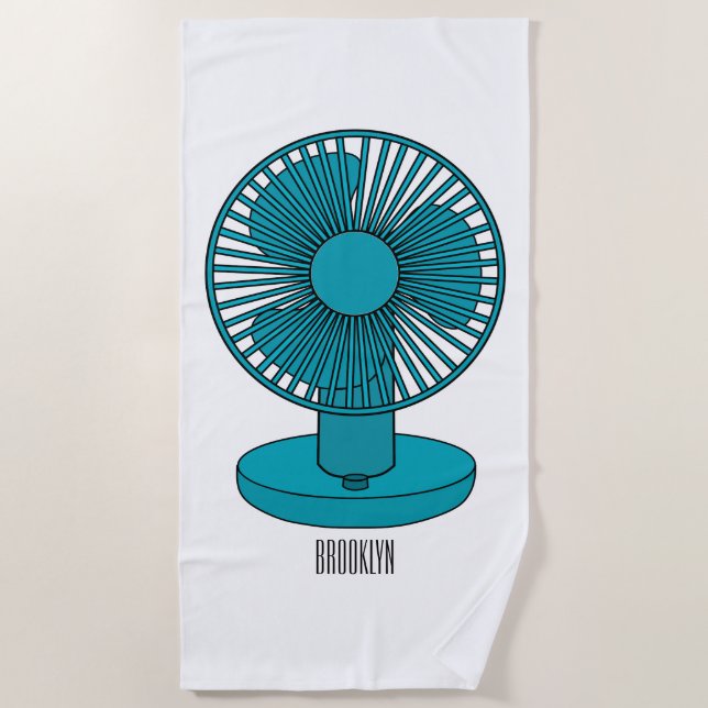 Fan cartoon illustration  beach towel (Front)