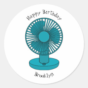 Fan cartoon illustration classic round sticker