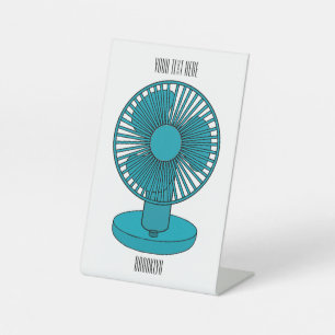 Fan cartoon illustration pedestal sign