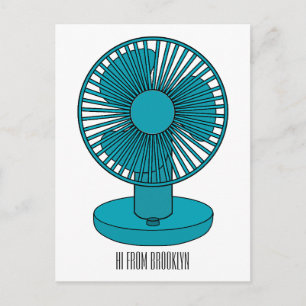 Fan cartoon illustration  postcard