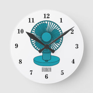 Fan cartoon illustration round clock