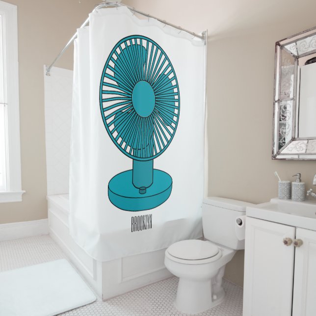 Fan cartoon illustration  shower curtain (In Situ)