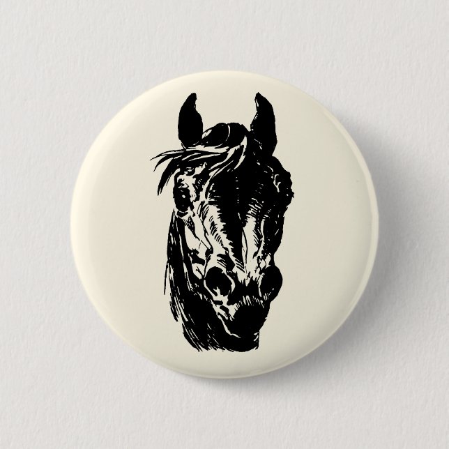 Fan Club Horse Head 6 Cm Round Badge (Front)