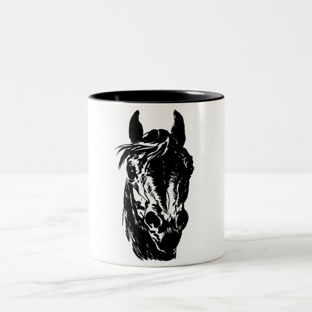 Fan Club Horse Head Two-Tone Coffee Mug (Center)