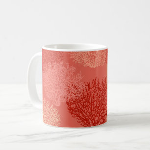 Fan Coral Print, Shades of Coral Orange Coffee Mug