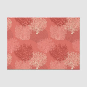 Fan Coral Print, Shades of Coral Orange Tissue Paper