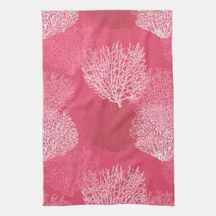 Fan Coral Print, Shades of Coral Pink   Kitchen To Tea Towel