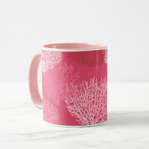 Fan Coral Print, Shades of Coral Pink Mug