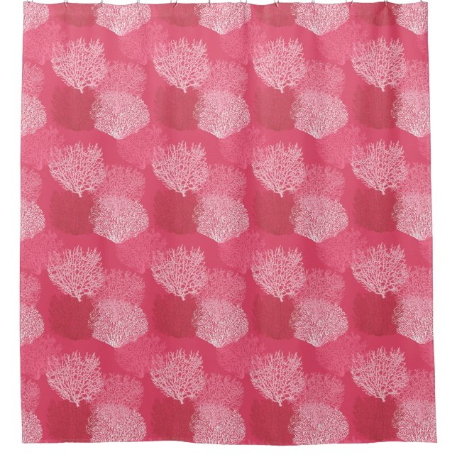 Fan Coral Print, Shades of Coral Pink   Shower Curtain (Front)