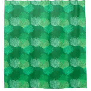 Fan Coral Print, Shades of Jade Green    Shower Cu Curtain