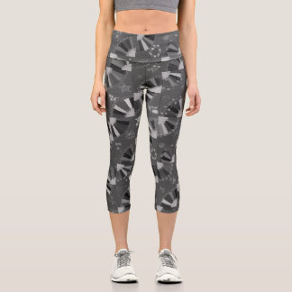 Fan crazy quilt capri leggings