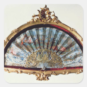 Fan, decorated with a scene of a fete square sticker