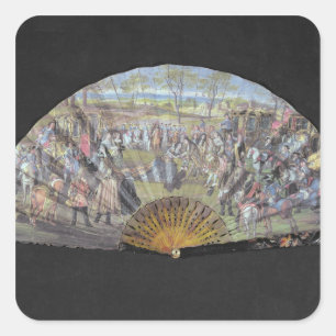 Fan depicting the marriage of Louis of France Square Sticker