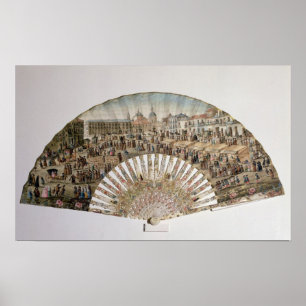 Fan depicting the Plaza de la Cebada, Madrid Poster