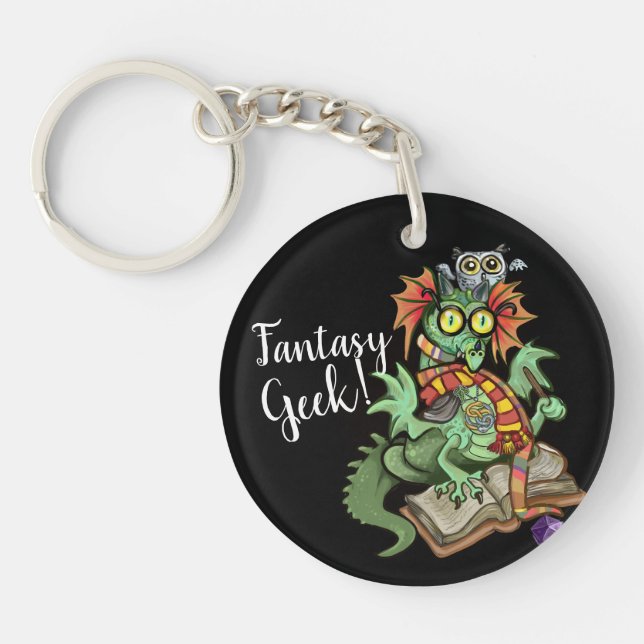 Fan Dragon "Fantasy Geek!" Key Ring (Front)