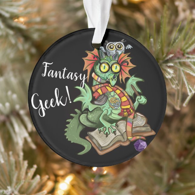 Fan Dragon "Fantasy Geek!" Ornament (Tree)