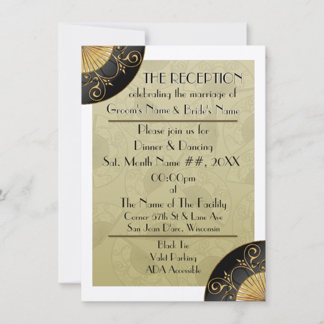 Fan Elegant (Moss) - Personalised Reception Invite (Front)