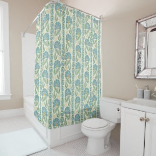 Fan Flower Stripe Shower Curtain