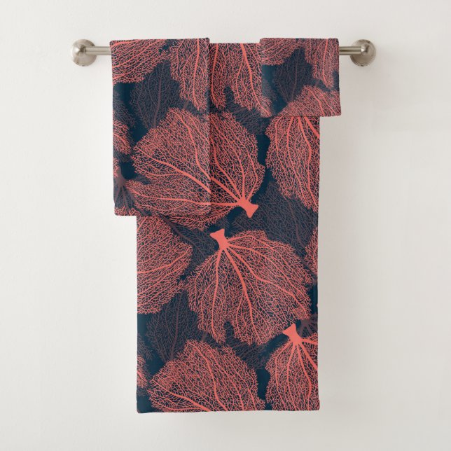Fan living colral bath towel set (Insitu)
