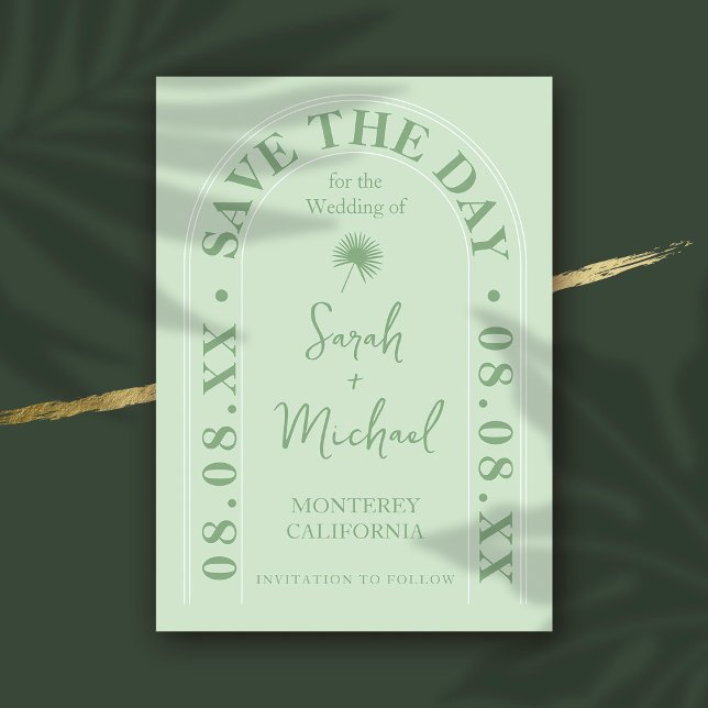 Fan Palm Leaf Tropical Bright Summer Wedding Invit Invitation (Creator Uploaded)
