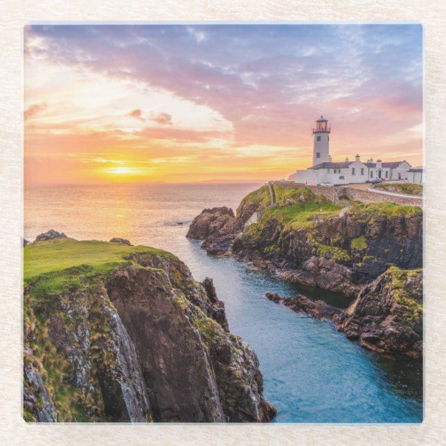 Fanad Head Lighthouse Co. | Donegal Ireland Glass Coaster (Front)