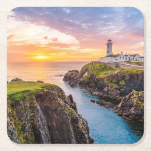 Fanad Head Lighthouse Co.   Donegal Ireland Square Paper Coaster