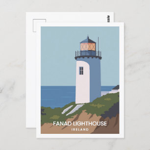 Fanad Lighthouse Ireland Travel Place Illustration Postcard