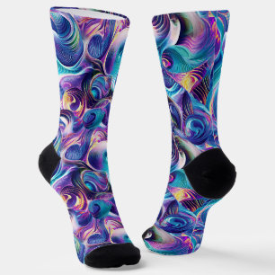 Fanasy Curly Abstract in Blue Socks