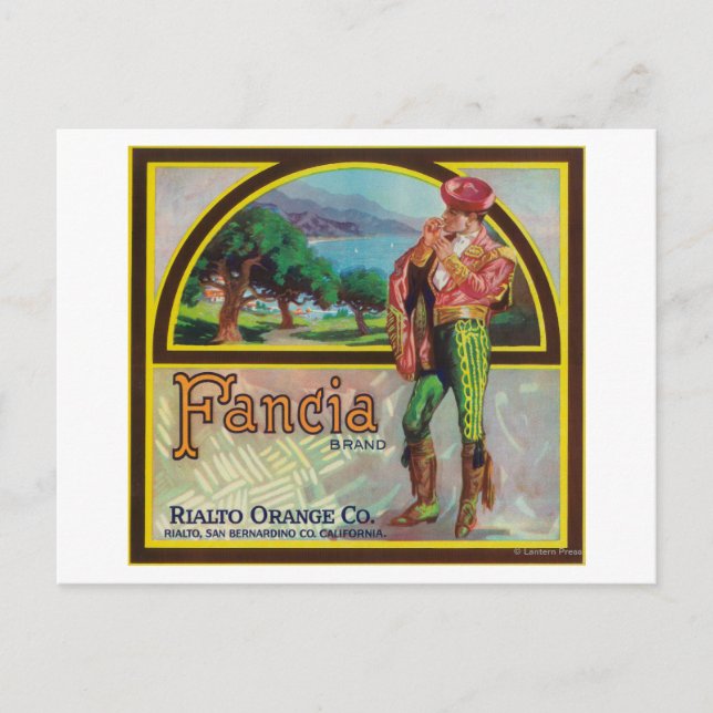 Fancia Brand Citrus Crate Label Postcard (Front)
