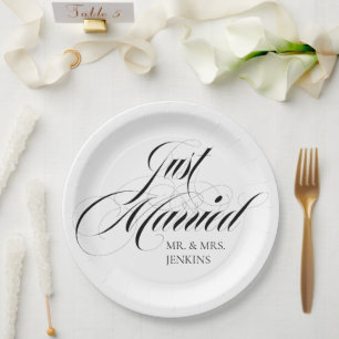 Fanciest Just Married Reception Paper Plate