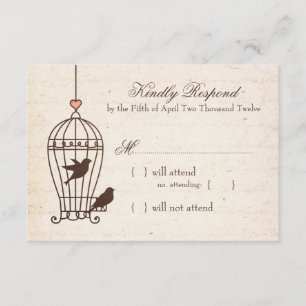 Fanciful Bird Cage - Pink & Chocolate Wedding RSVP