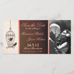Fanciful Birdcage Chocolate & Pink Save the Date
