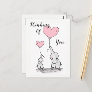 Fanciful Elephants "Thinking Of You" Postcard