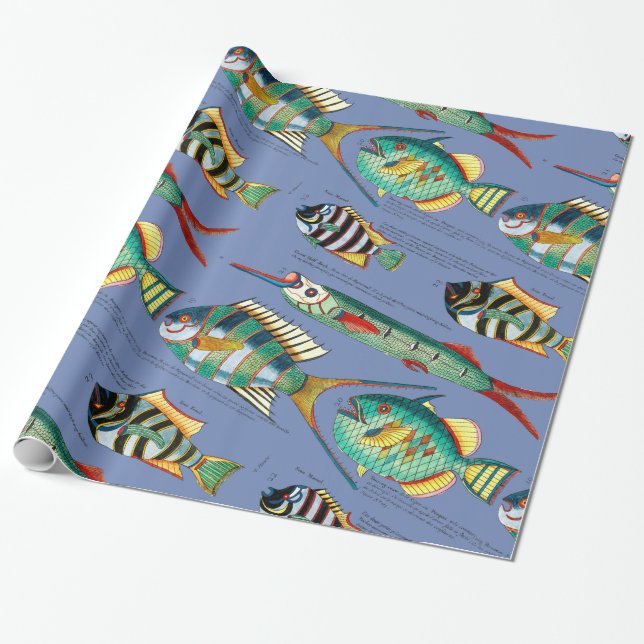 Fanciful Fish Wrapping Paper (Unrolled)