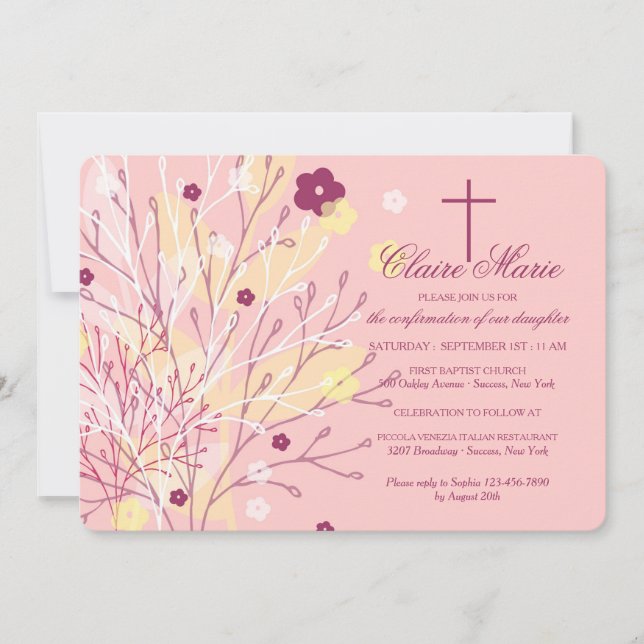 Fanciful Floral Religious Invitation (Front)