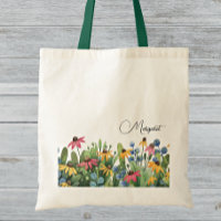Fanciful Name on Watercolor Summer Wildflowers