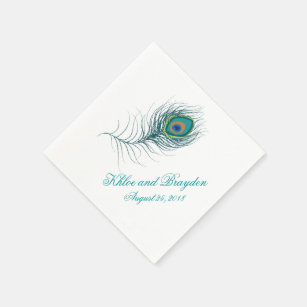 Fanciful Peacock Feather   Wedding Napkin
