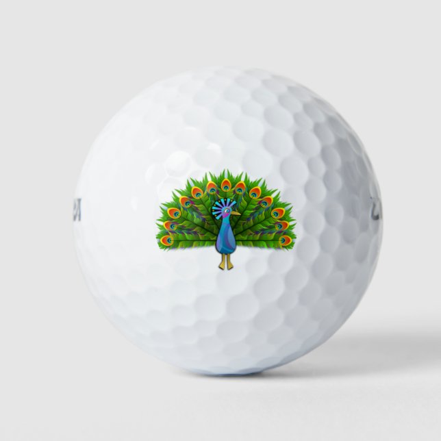 Fanciful Peacock Golf Balls 3-Pack (Front)