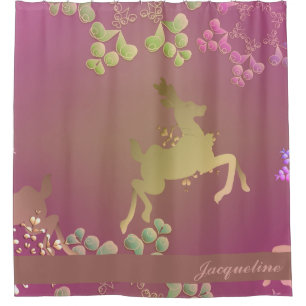 Fanciful Reindeer Snowflake  Shower Curtain