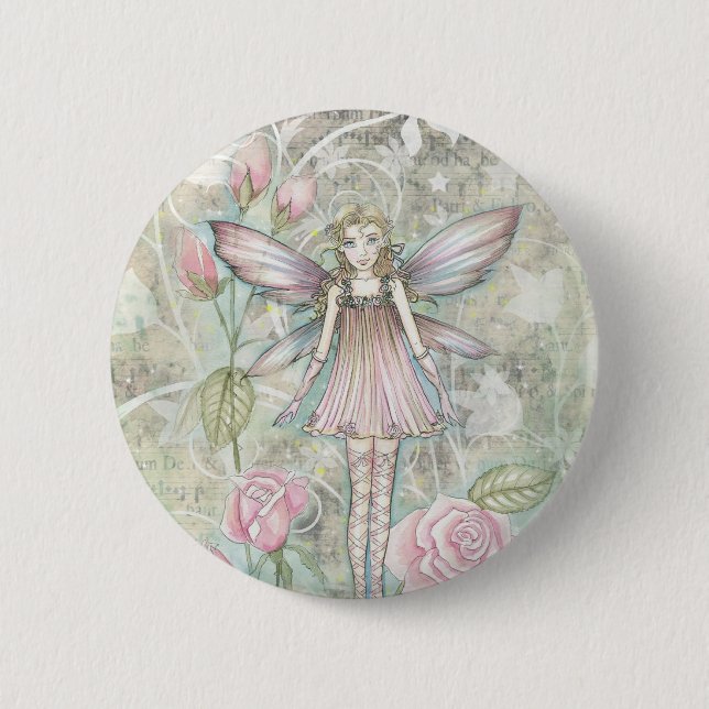 Fanciful Rose Fairy 6 Cm Round Badge (Front)