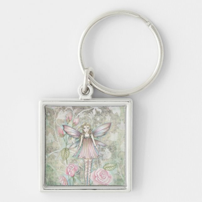 Fanciful Rose Fairy Key Ring (Front)