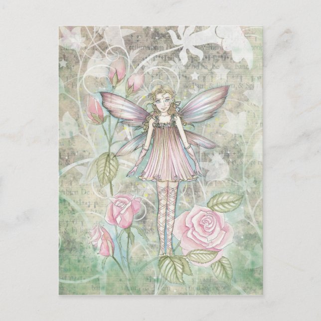 Fanciful Rose Fairy Postcard (Front)