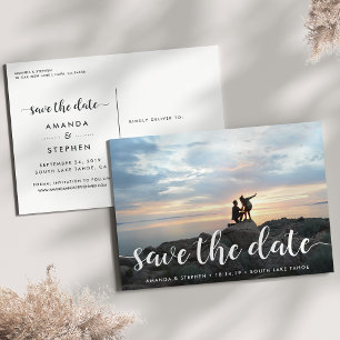 Fanciful Script Photo Save the Date Announcement Postcard