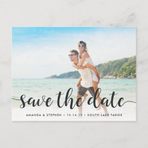 Fanciful Script Photo Save the Date Announcement Postcard
