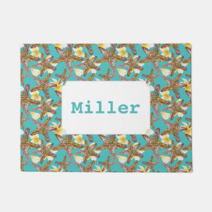 Fanciful Starfish Pattern Add Your Name Doormat
