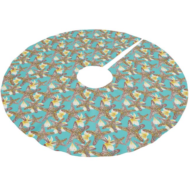Fanciful Starfish Pattern Brushed Polyester Tree Skirt (Angled)